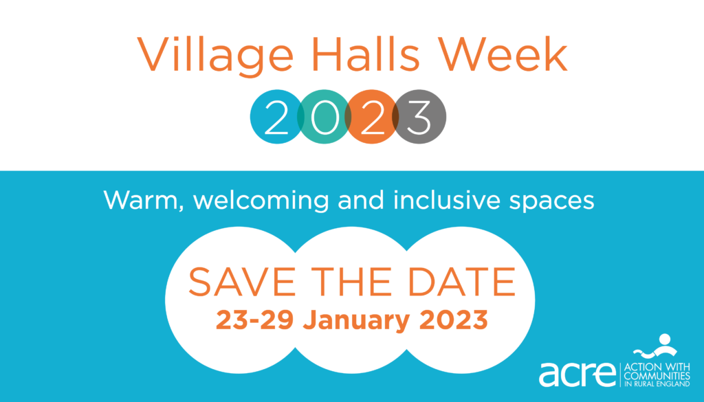 Village Halls Week 2023 logo Save the Date 23rd-29th January.